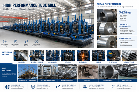 Three Stand Precision Forming Tube Mill Machine ZY16 Φ8-18mm HF Welded Pipe
